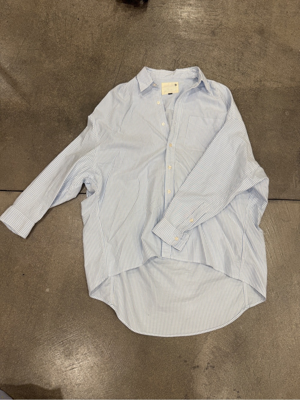 R13 Light Blue & White Striped Casual Button-Down Shirt
